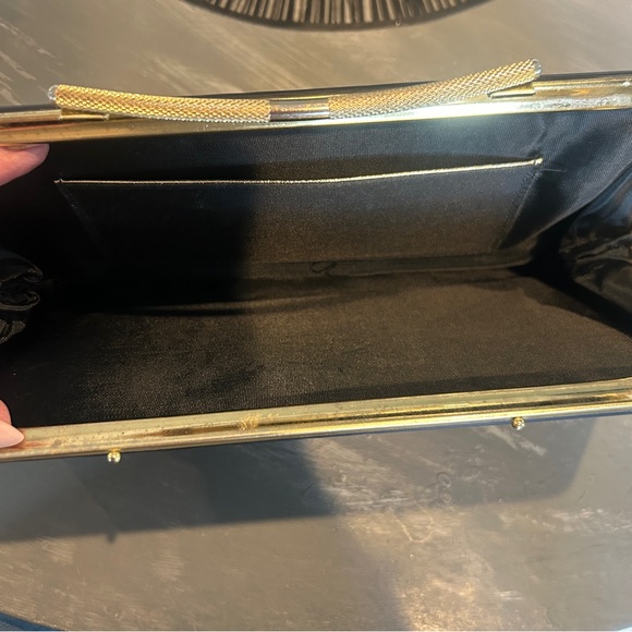 Elegant vintage Navy Clutch with Gold Accents - Picture 2 of 5